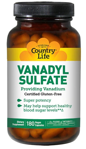 Country Life Vanadyl Sulfate 975mcg - 180 Cápsulas Vegetarianas