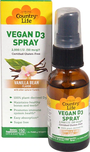 Country Life Vitamina D3 Spray Baunilha 150 Sprays - Essencial para Ossos e Imunidade