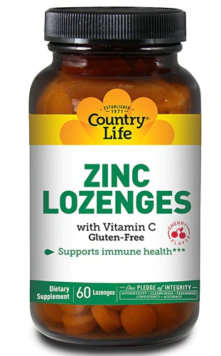 Country Life Zinc Lozenges with Vitamin C Cherry -- 60 Lozenges