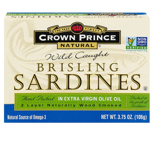Sardinhas Brisling Naturais Crown Prince em Azeite Extra Virgem - 106g
