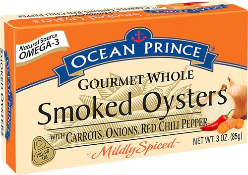 Ostras Defumadas Gourmet Crown Prince Ocean Prince® com Cenoura, Cebola e Pimenta Vermelha - 85g