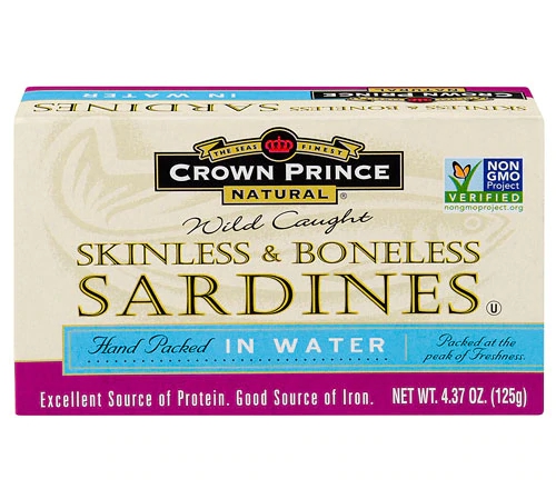 Sardinhas Crown Prince Sem Pele e Espinha em Água - 124g: Proteína Pura e Sabor Intenso