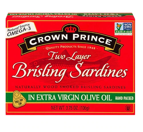 Crown Prince Two Layer Naturally Wood Smoked Brisling Sardines In Extra Virgin Olive Oil -- 3.75 oz