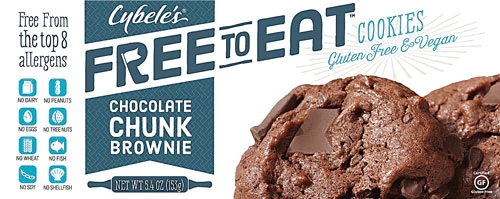 Cybeles Free to Eat Cookies Veganos Chocolate Chunk Brownie Sem Glúten 153g