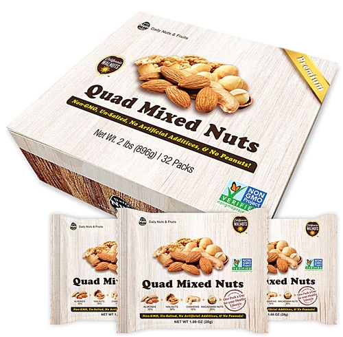 Daily Nuts & Fruits Premium Quad Mixed Nuts - 32 Pacotes Individualizados (Aprox. 28g cada)