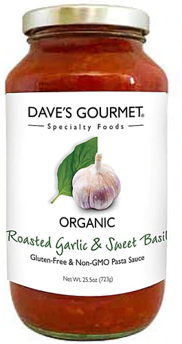Molho de Tomate Orgânico Dave's com Alho Assado e Manjericão Doce - 723g