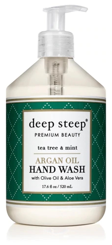 Sabonete Líquido Deep Steep com Óleo de Argan, Oliva e Aloe Vera (520ml) – Tea Tree e Menta Refrescante
