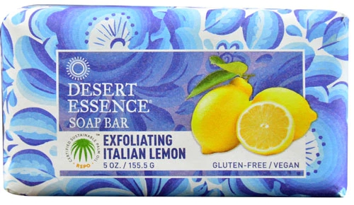 Sabonete Esfoliante Desert Essence Limão Italiano 142g - Pele Renovada e Luminosa