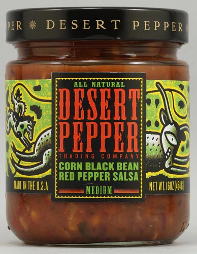 Salsa Desert Pepper Trading Milho Feijão Preto Pimenta Vermelha 454g