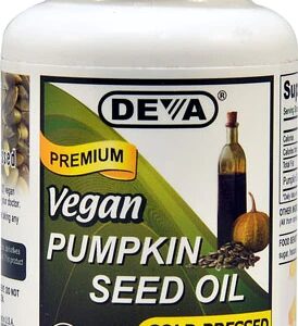 Óleo de Semente de Abóbora Deva Vegan 90 Cápsulas Veganas - 500mg por Dose