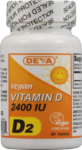Deva Vegan Vitamina D2 2400 UI - 90 Comprimidos Veganos