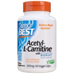 Doctor's Best Acetil-L-Carnitina 500mg - 60 Cápsulas Vegetais - Energia e Foco Mental