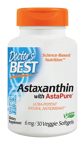 Doctor's Best Astaxantina AstaPure® 6mg - 30 Cápsulas Gelatinosas: Antioxidante Poderoso