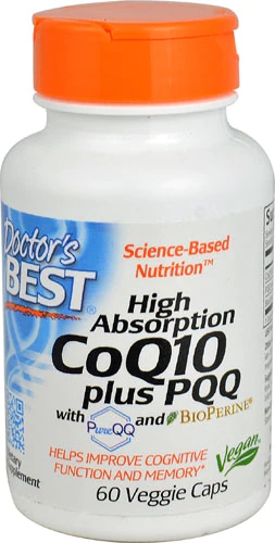 Doctor's Best CoQ10 + PQQ com BioPerine® - 60 Cápsulas Vegetais - Energia e Saúde Celular