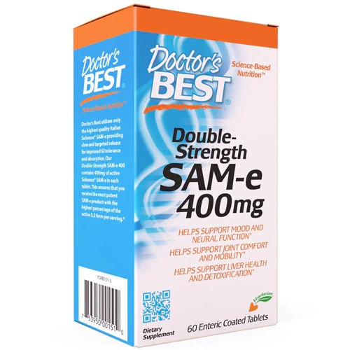 Doctor's Best SAM-e 400mg - 60 Comprimidos Revestidos Entéricos - Suporte ao Humor e Articulações