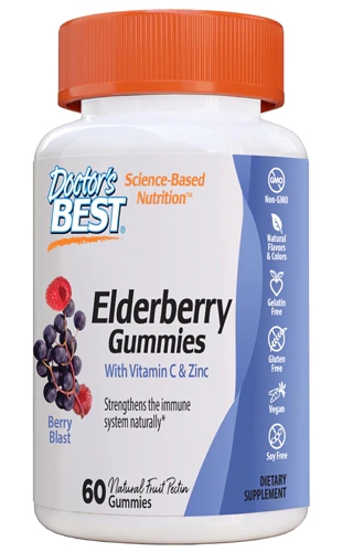Doctor's Best Elderberry Gummies with Vitamin C & Zinc Berry Blast -- 60 Gummies