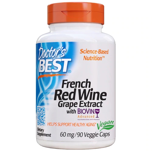 Doctor's Best Extrato de Uva Vinho Tinto Francês - 90 Cápsulas Vegetarianas