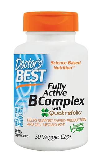 Doctor's Best Complexo B Totalmente Ativo com Quatrefolic® - 30 Cápsulas Vegetais