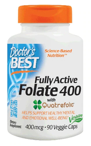 Doctor's Best Folato Ativo com Quatrefolic® 400 mcg - 90 Cápsulas Vegetais