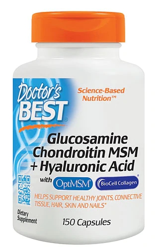 Doctor's Best Glucosamina Condroitina MSM com Ácido Hialurônico - 150 Cápsulas