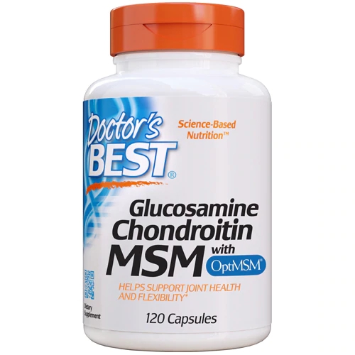 Doctor's Best Glucosamina Condroitina MSM com OptiMSM® - 120 Cápsulas para Saúde das Articulações