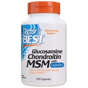 Doctor's Best Glucosamina Condroitina MSM com OptiMSM® - 240 Cápsulas