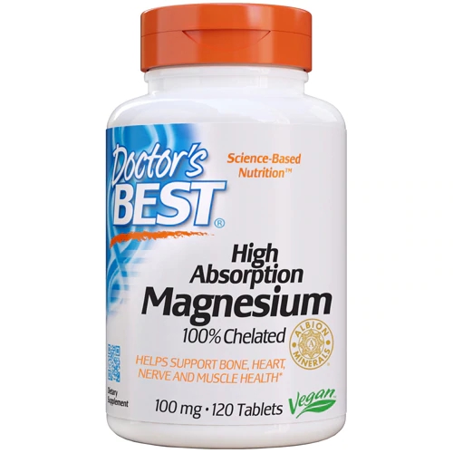 Doctor's Best Magnésio Quelado Alta Absorção - 120 Comprimidos