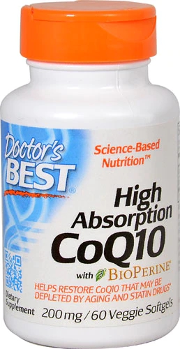 Doctor's Best CoQ10 200mg com BioPerine 60 Cápsulas Veganas - Energia e Saúde Cardíaca
