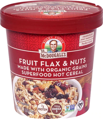 Dr. McDougall's Aveia Orgânica Superfood 77g: Energia Natural com Frutas, Linhaça e Nozes
