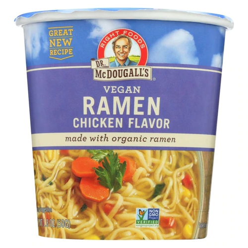 Dr. McDougall's Ramen Soup Sabor Frango Vegano 51g - Refeição Rápida e Saudável