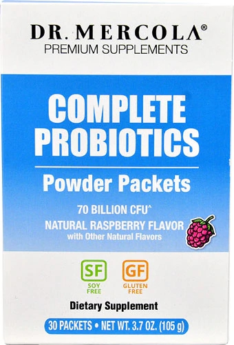 Dr. Mercola Probióticos em Pó Sabor Framboesa Natural - 70 Bilhões CFU - 30 Sachês