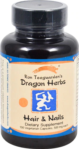 Dragon Herbs Hair & Nails 500mg - 100 Cápsulas Vegetarianas - Fortalecimento Capilar e Unhas
