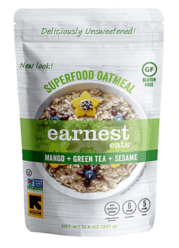 Earnest Eats Mingau de Superalimentos Sem Glúten Manga Chá Verde Gergelim 357g
