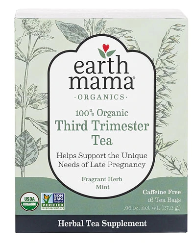 Chá Orgânico Earth Mama Terceiro Trimestre Hortelã - 16 Sachês (24g)