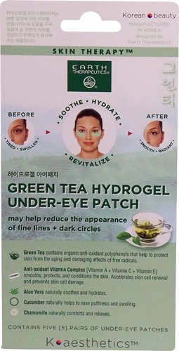 Earth Therapeutics Adesivos Hidrogel Chá Verde para Olhos - 5 Pares (10 Unidades)