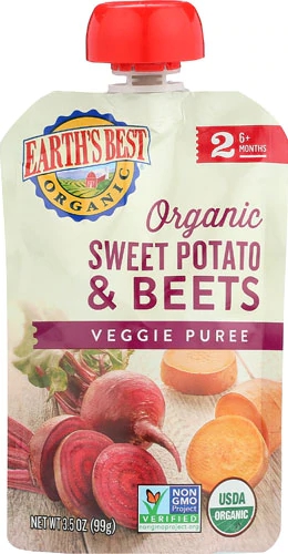 Pure de Batata Doce e Beterraba Orgânico Earth's Best para Bebês - 100g