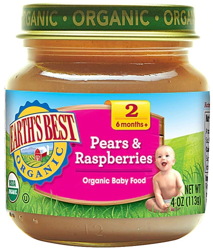 Alimento Orgânico para Bebês Earth's Best Pêra e Framboesa - Estágio 2 (113g)