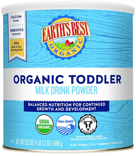 Leite em Pó Orgânico Earth's Best para Crianças Pequenas Sabor Baunilha 658g