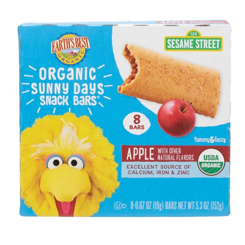 Barrinhas de Maçã Orgânicas Sunny Days Sesame Street Earth's Best com 8 Unidades
