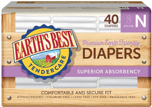 Fraldas Earth's Best Tendercare - 40 Unidades - Hipoalergênicas e Biodegradáveis