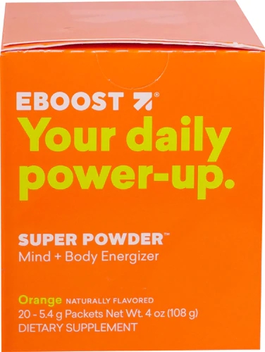 EBoost Super Powder Energético Mente Corpo Sabor Laranja - 20 Sachês 15g Cada