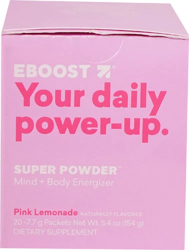 EBoost Super Powder Mind and Body Energizer Limão Rosa - 20 Sachês (20g cada)