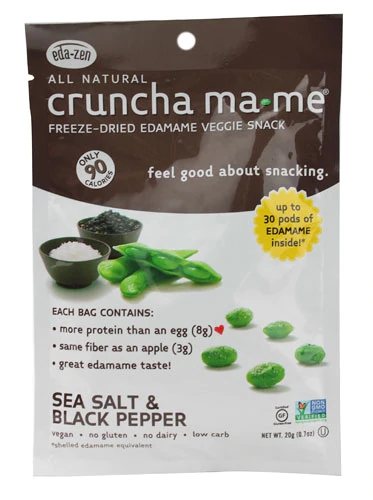 Eda-Zen Crunch Ma-me Edamame Desidratado Veggie Snack Sal Marinho e Pimenta do Reino - 20g