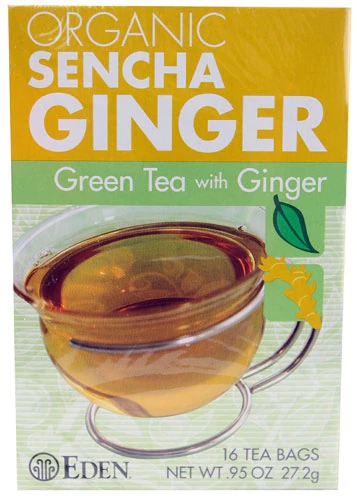 Chá Verde Orgânico Sencha com Gengibre Eden Foods - 16 Sachês (Aprox. 32g)