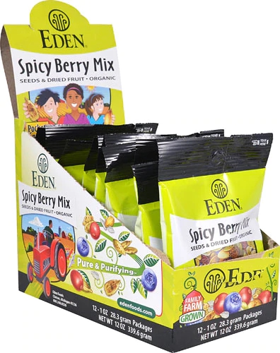 Mix de Sementes e Frutas Secas Orgânicas Picantes Eden Foods Sem Glúten - 12 Pacotes (Aprox. 450g Total)