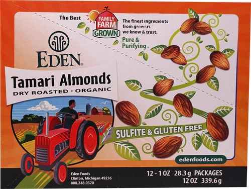 Eden Foods Tamari Almonds Pocket Snacks - Pacote com 12 Unidades