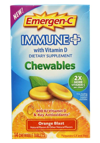 Emergen-C Immune Plus Vitamina D Laranja 14 Comprimidos Mastigáveis