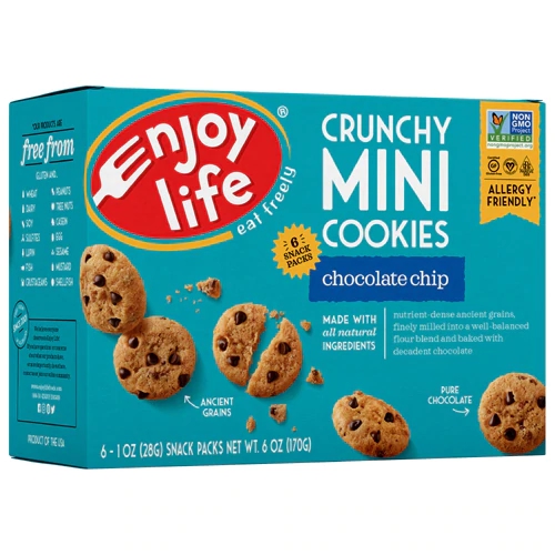 Enjoy Life Mini Cookies Sem Glúten Sabor Chocolate Chip - Pacote com 6 Unidades (Aprox. 170g cada)