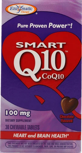 Enzymatic Therapy Smart Q10 CoQ10 Chocolate Sabor Chocolate - 100mg - 30 Comprimidos Mastigáveis