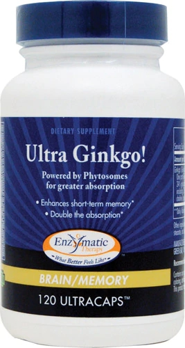 Enzymatic Therapy Ultra Ginkgo Phytosome 80mg - 120 Cápsulas Veganas | Suporte Cognitivo